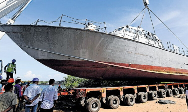This Volvo Truck is Carrying 60 tonnes Indian Navy Warship Though Village Roads in Kerala