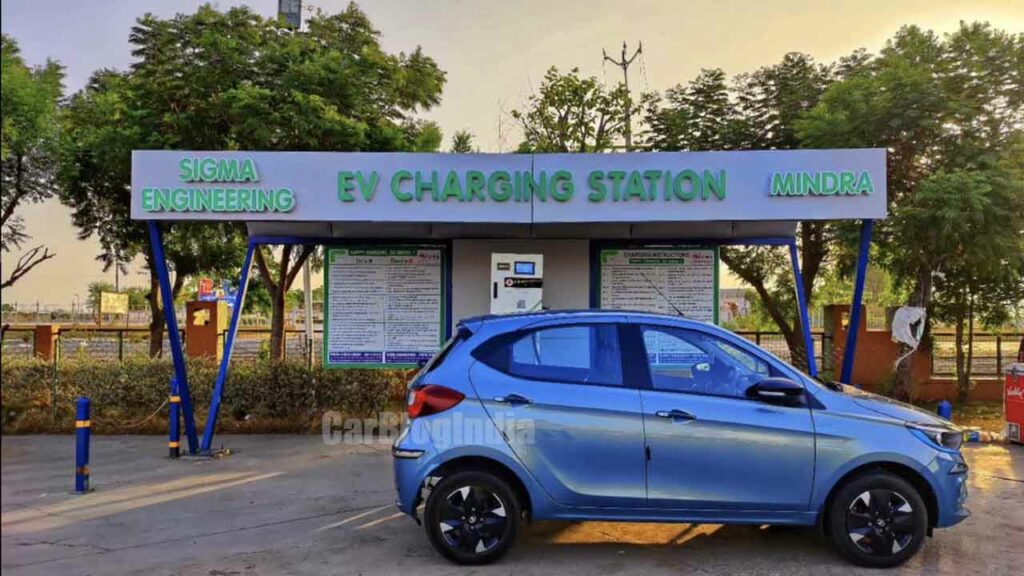 tata tiago ev charging station side profile