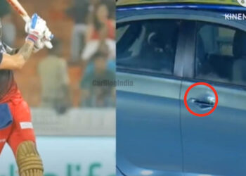 virat kohli hits boundary dents tata tiago ev