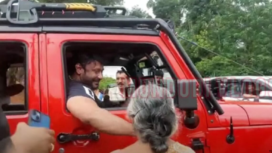Actor Darshan Off roading in Jeep Wrangler