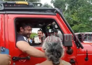 Actor Darshan Off-roading in Jeep Wrangler