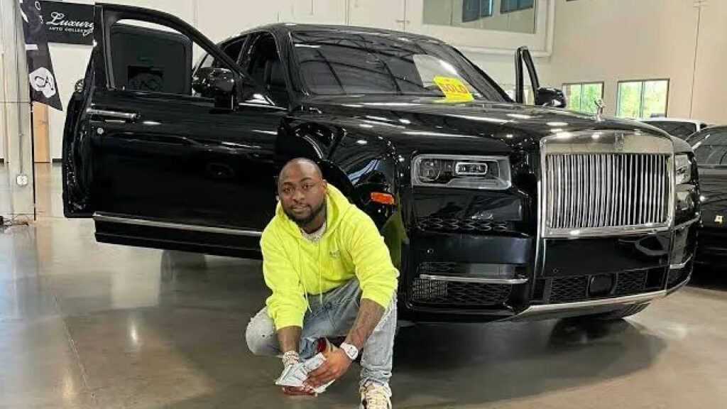 Davido with his Rolls Royce Cullinan