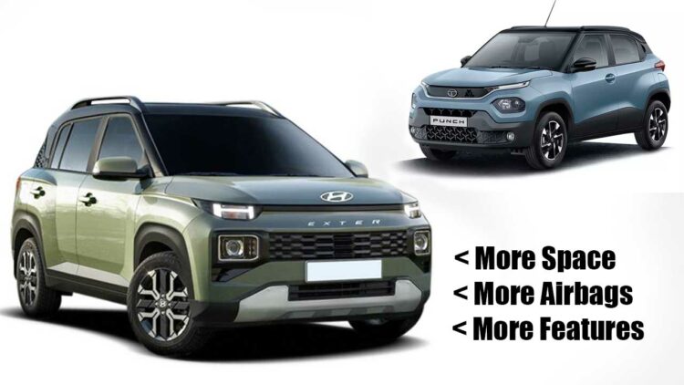 Hyundai Exter Vs Tata Punch Comparison