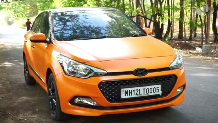 Hyundai I20 with Lamborghini Orange Paint Colour