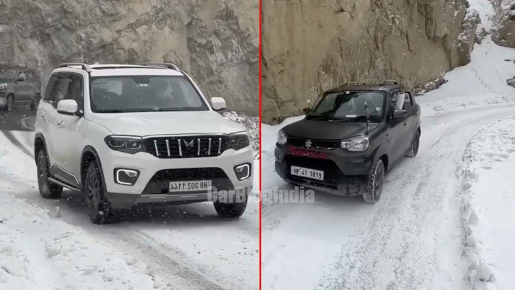 mahindra scorpio n 4x4 maruti s-presso snow