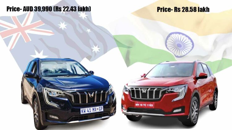 mahindra xuv700 australia vs india price comparison