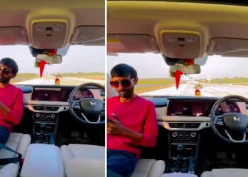 Man Lies in Passenger Seat Mahindra XUV700
