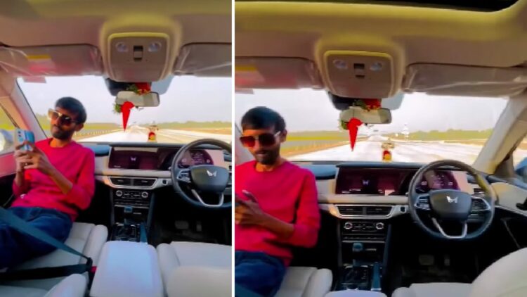 Man Lies in Passenger Seat Mahindra XUV700