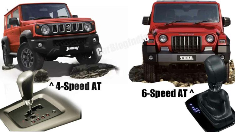 Maruti Jimny 4 speed at Vs Mahindra Thar 6 speed at