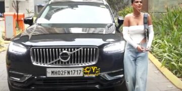 Nia Sharma in Volvo XC90