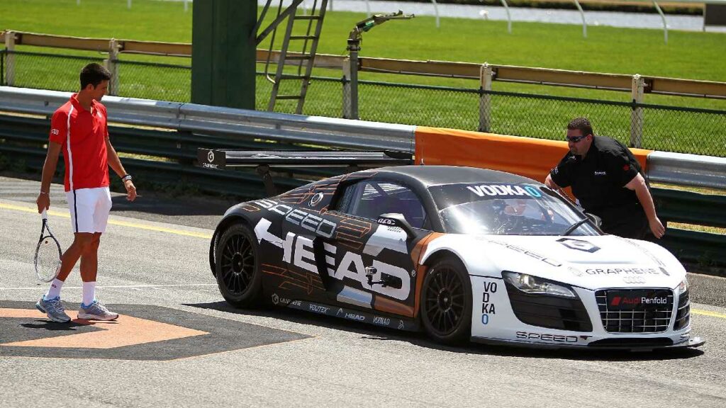 Novak Djokovic with his Audi R8