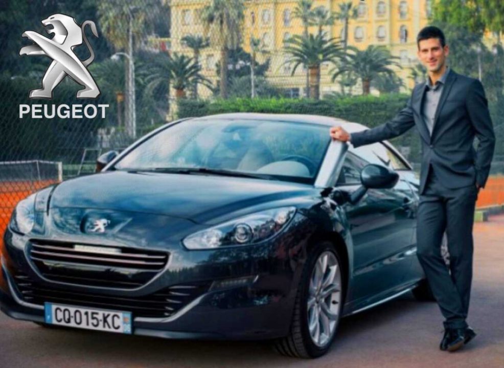 Novak Djokovic with his Peugeot RCZ