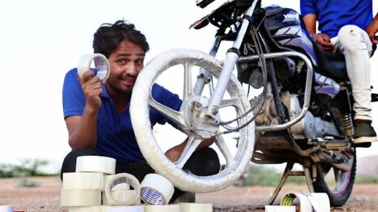 Youtuber Wraps Bike Tyre with Tape