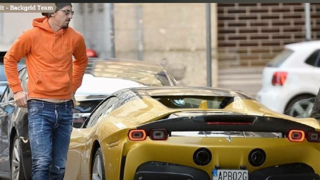 Zlatan Ibrahimovic with his Ferrari SF90 Stradale Spider