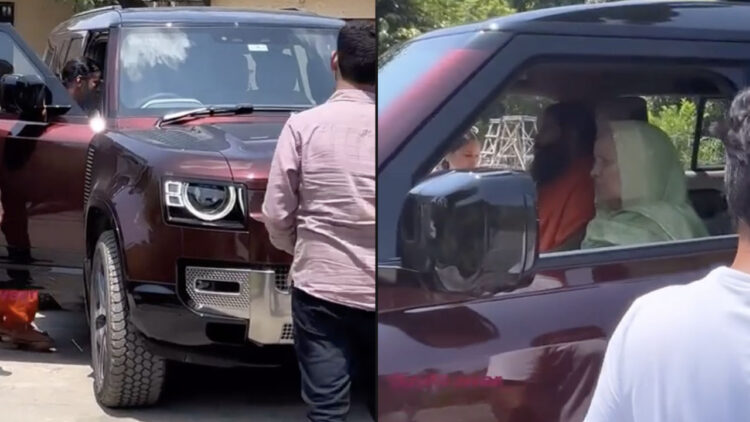 Baba Ramdev in Land Rover Defender