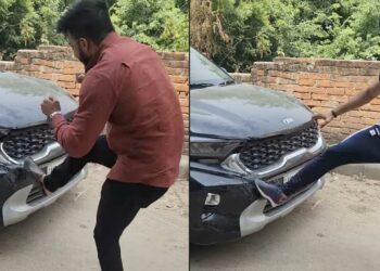 kia sonet owner damages own car