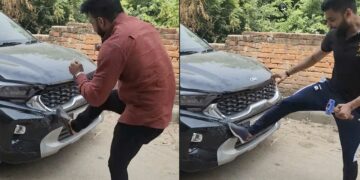 kia sonet owner damages own car