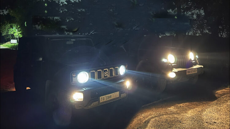 Maruti Jimny Vs Mahindra Thar Headlight Test