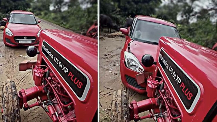 Maruti Swift Driven into Tractor