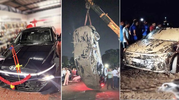 Hyundai Verna Falls in Riverbed