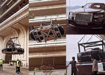 Chinese billionaire pulls Rolls Royce Ghost to 44th floor