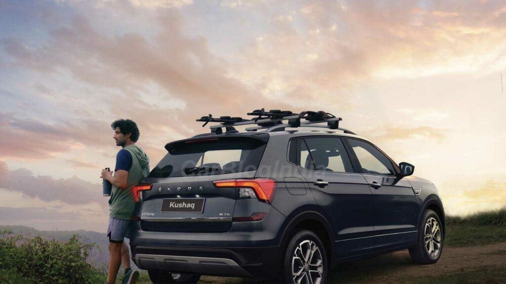 skoda kushaq matte edition rear three quarters
