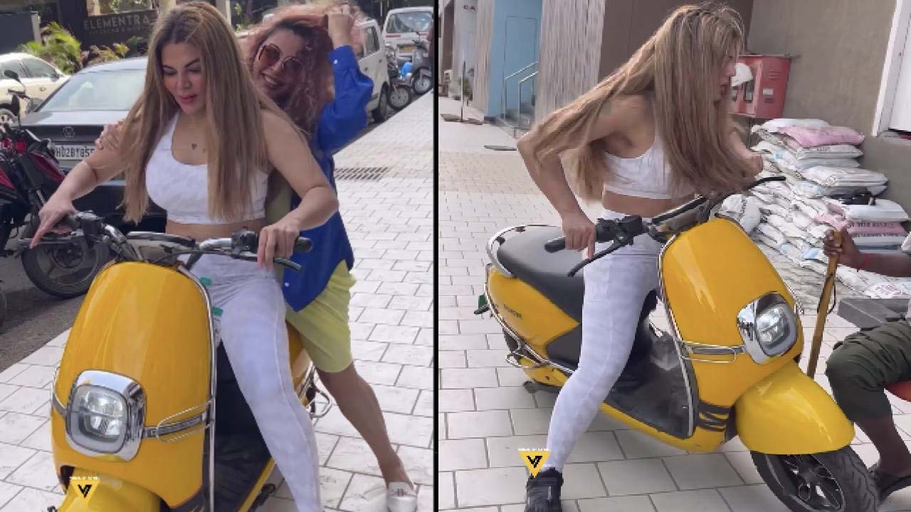 Rakhi Sawant Rides Blix Electric Scooter