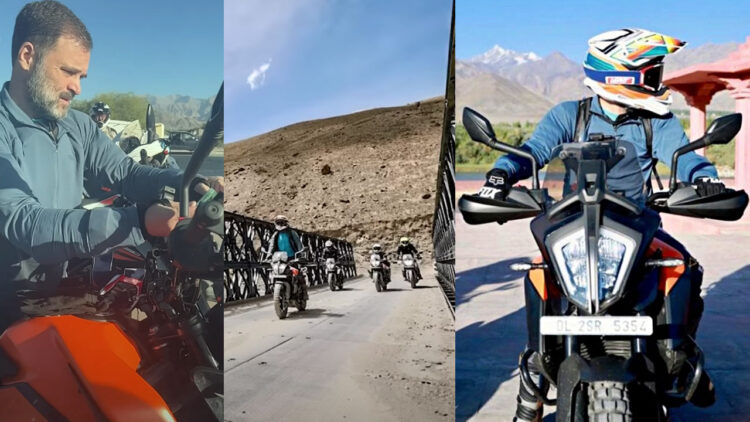 Rahul Gandhi Rides Ktm 390 Adventure to Pangong Lakh in Ladakh