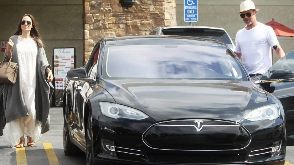 Brad Pitt in Tesla Model 3