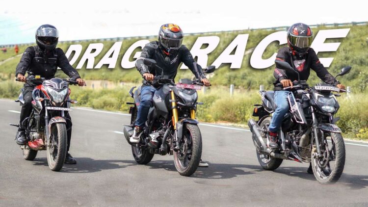 Hero Xtreme Vs Tvs Apache Vs Bajaj Pulsar Drag Race