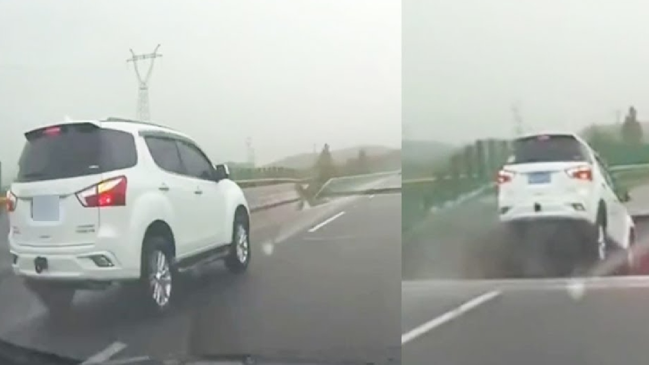 Isuzu SUV Falls Inside Road