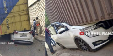 mahindra xuv700 crushed fully-loaded truck