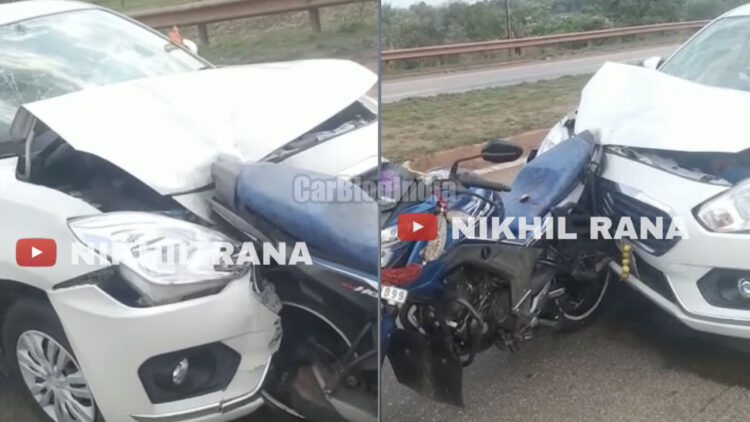 Maruti Dzire Honda Hornet Accident