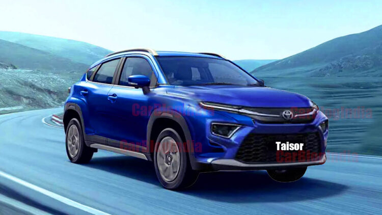 Maruti Fronx based Toyota taisor front Three Quarters Rendering