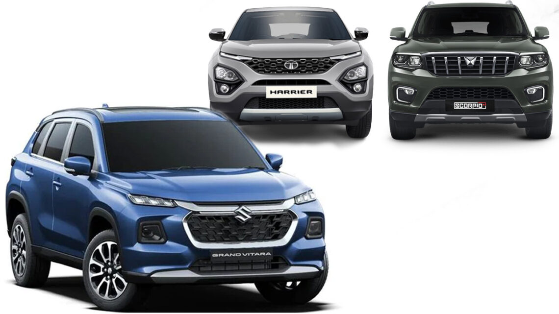 maruti grand vitara mahindra scorpio n tata harrier
