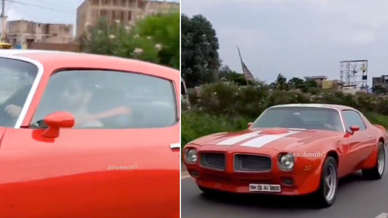 MS Dhoni seen in Pontiac Firebird Trans AM