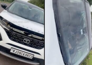 Tata Harrier Bonnet Opens Breaks Windshield