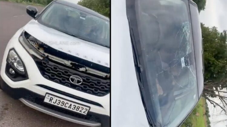 Tata Harrier Bonnet Opens Breaks Windshield