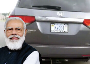 PM Modi Supporter with NMODI Numberplate on his Honda SUV in USA
