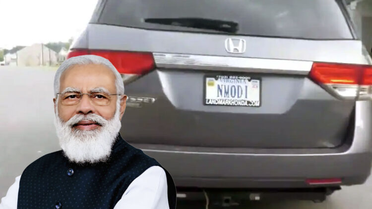 PM Modi Supporter with NMODI Numberplate on his Honda SUV in USA