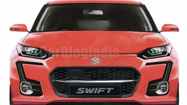 2024 maruti swift front rendering red