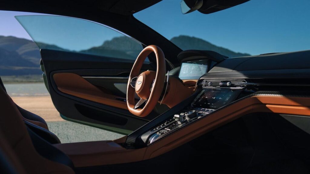 aston Martin db12 interior driver cockpit studio image