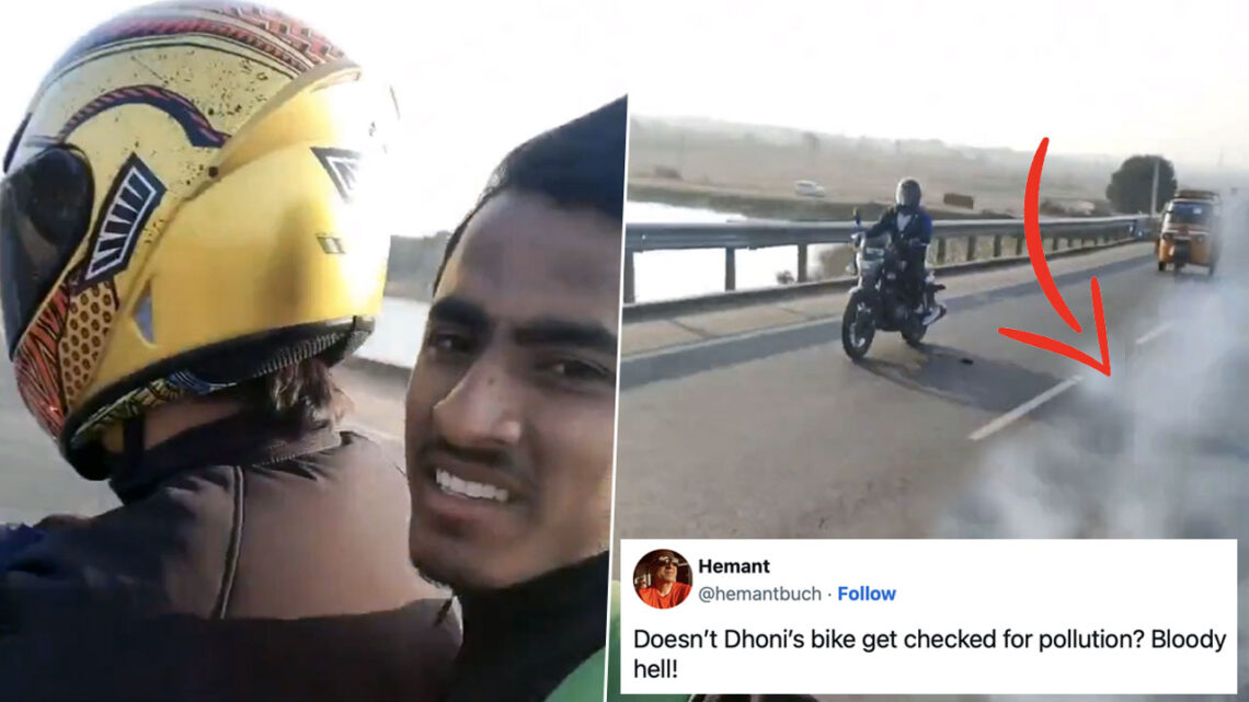dhoni lift young cricketer air pollution yamaha rd350