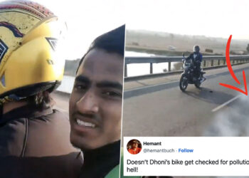 dhoni lift young cricketer air pollution yamaha rd350