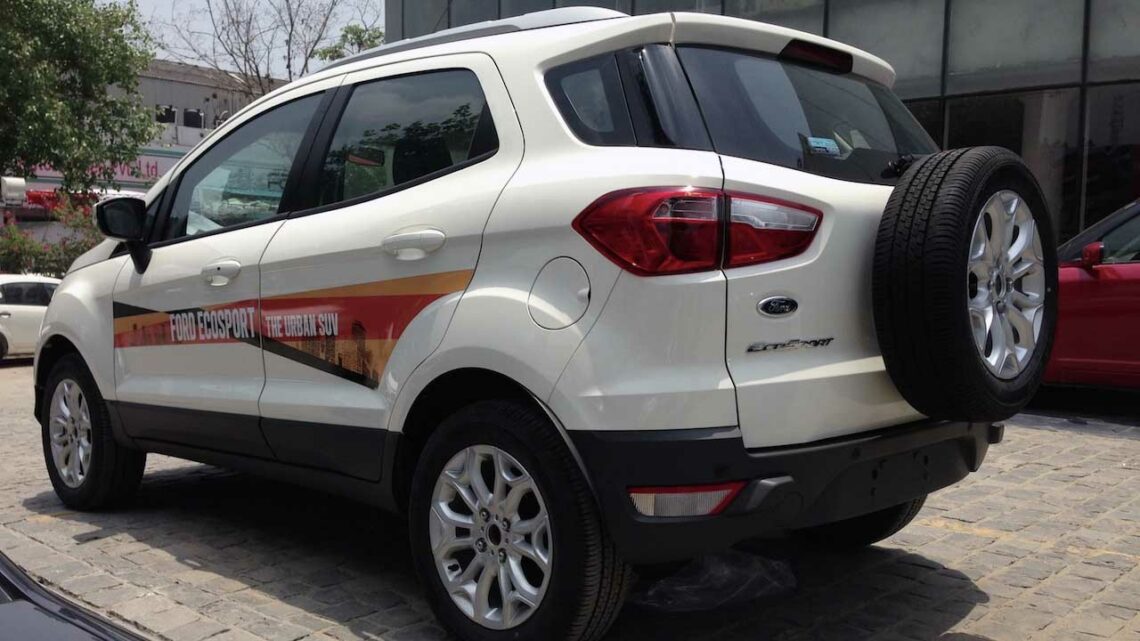 ford ecosport demo car rear three quarters
