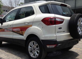 ford ecosport demo car rear three quarters