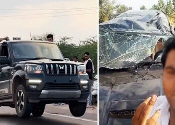 Mahindra Scorpio Rolls Over While Doing Stunts