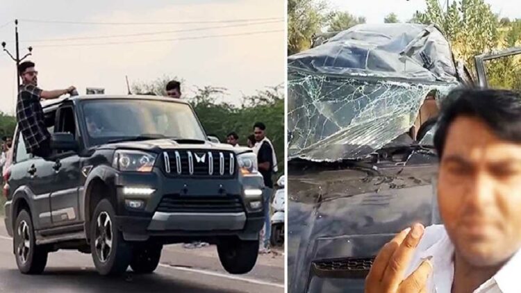 Mahindra Scorpio Rolls over While Doing Stunts