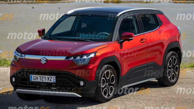 production-ready maruti suzuki evx front three quarers red colour rendering