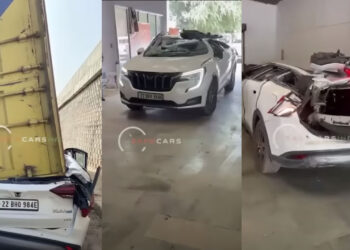 Container Falls On Mahindra XUV700; Continues Driving To Service Center
